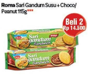 Promo Harga ROMA Sari Gandum Susu + Cokelat, Peanut per 2 pouch 115 gr - Carrefour