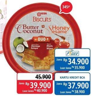 Promo Harga NISSIN Biscuits Duo Butter Coconut Honey Sesame 345 gr - Alfamidi