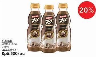 Promo Harga Kopiko 78C Drink Coffe Latte 240 ml - Guardian