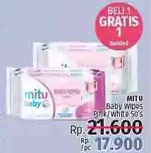 Promo Harga MITU Baby Wipes Pink, White 50 pcs - LotteMart