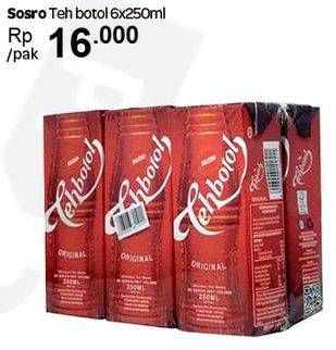 Promo Harga Sosro Teh Botol per 6 pcs 250 ml - Carrefour