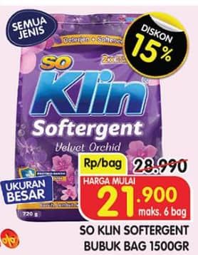 Promo Harga So Klin Softergent All Variants 1500 gr - Superindo