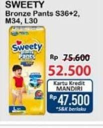 Promo Harga Sweety Bronze Pants Dry X-Pert L30, M34, S36+2 30 pcs - Alfamart