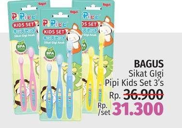 Promo Harga Bagus Pipi Kids Set Toothbrush 3 pcs - LotteMart