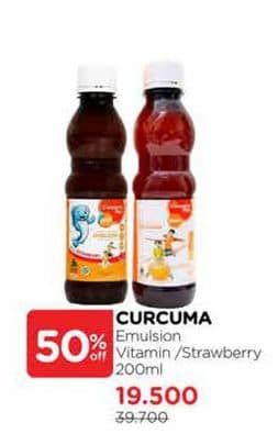 Promo Harga Curcuma Plus Emulsion Suplemen Makanan Vit, Strawberry 200 ml - Watsons