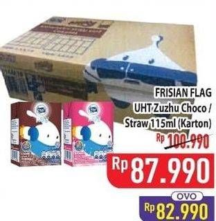 Promo Harga Frisian Flag Susu UHT Milky Zuzhu Zazha Strawberry, Chocolate per 36 tpk 115 ml - Hypermart