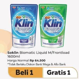 Promo Harga So Klin Biomatic Liquid Detergent Front Load, Top Load 1600 ml - Carrefour