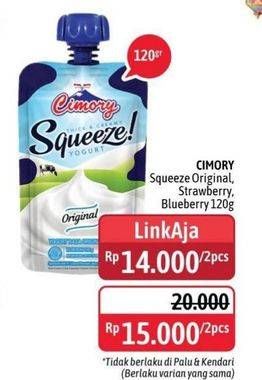 Promo Harga CIMORY Squeeze Yogurt Blueberry, Original, Strawberry 120 gr - Alfamidi