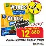 Promo Harga WOODS Peppermint Lozenges All Variants per 3 pouch 6 pcs - Superindo