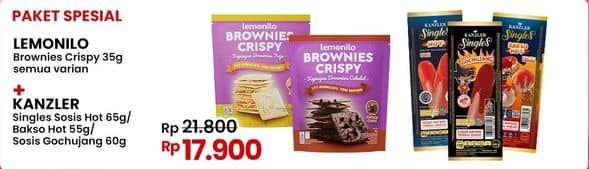 Promo Harga Lemonilo Brownies Crispy + Kanzler Sosis Single/Bakso Single  - Indomaret