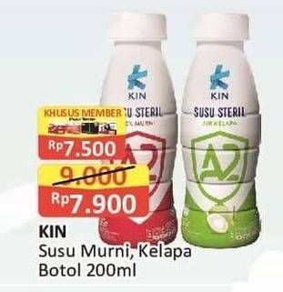 Promo Harga KIN Susu Steril 100% Murni, Air Kelapa 200 ml - Alfamart
