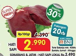 Promo Harga Beef Liver (Hati Sapi) per 100 gr - Superindo