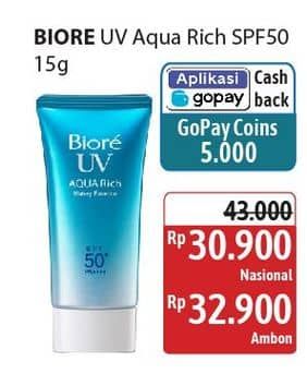 Promo Harga Biore UV Aqua Rich Watery Essence SPF 50 15 gr - Alfamidi