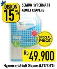 Promo Harga Hypermart Adult Diapers L8, XL6 6 pcs - Hypermart