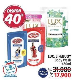 Promo Harga LUX/LIFEBUOY Body Wash 450 mL  - LotteMart