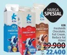 Promo Harga KIN Fresh Milk Reduced Fat, Chocolate, Full Cream 950 ml - LotteMart