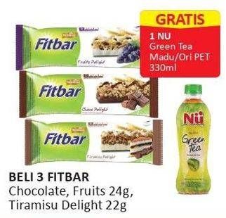 Promo Harga FITBAR Makanan Ringan Sehat Chocolate, Fruits, Tiramisu Delight 22 gr - Alfamart