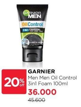Promo Harga Garnier Men Turbo Light Oil Control Facial Foam 3in1 Charcoal 100 ml - Watsons