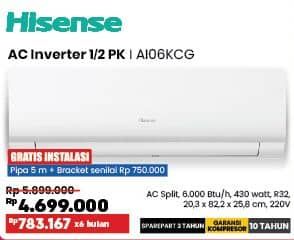 Promo Harga Hisense AC Inveter 1/2 PK AI06KCG  - COURTS