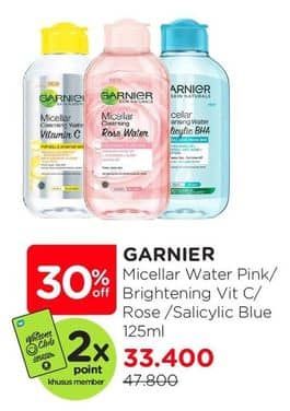 Promo Harga Garnier Micellar Water Pink, Vitamin C, Rose, Salicylic BHA 125 ml - Watsons