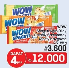 Promo Harga WOW Spageti Aglio Olio, Cream Carbonara, Meaty Bolognese 75 gr - LotteMart