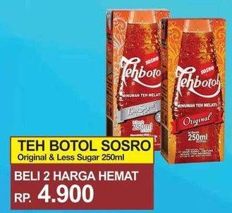 Promo Harga Sosro Teh Botol Original, Less Sugar per 2 pcs 250 ml - Yogya