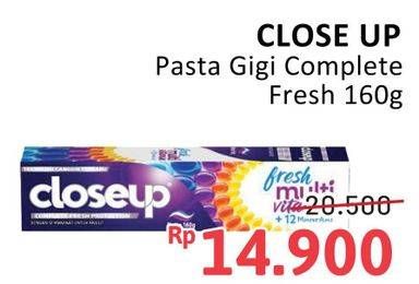 Promo Harga Close Up Pasta Gigi Complete Fresh Protec 160 gr - Alfamidi