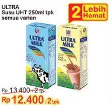 Promo Harga ULTRA MILK Susu UHT Coklat, Full Cream 250 ml - Indomaret