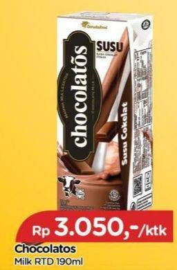 Promo Harga CHOCOLATOS Chocolate Ready To Drink 190 ml - TIP TOP
