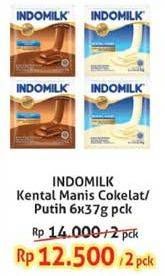 Promo Harga INDOMILK Susu Kental Manis Putih, Cokelat per 6 sachet 37 gr - Indomaret