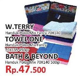 Promo Harga W.Terry / Towel One/ Bath & Beyond Handuk Polos Mix  - Yogya