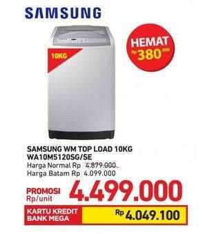Promo Harga SAMSUNG WA10M5120 | Washing Machine Top Load 10kg SE, SG  - Carrefour