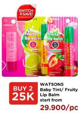 Promo Harga WATSONS Fruity Lip Balm per 2 pcs - Watsons