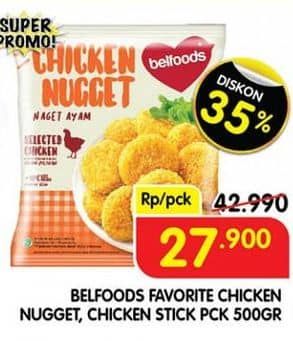 Promo Harga Belfoods Nugget Chicken Nugget Stick, Chicken Nugget 500 gr - Superindo
