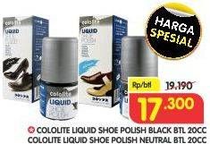 Promo Harga COLOLITE Liquid Shoe Polish Neutral, Black 20 ml - Superindo