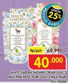 Promo Harga White Garden Shower Cream Pink Rose, Goat Milk 900 ml - Superindo