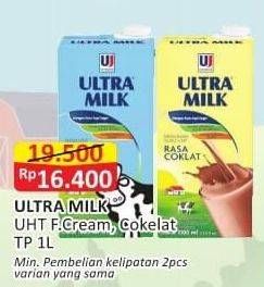 Promo Harga Ultra Milk Susu UHT Full Cream, Coklat 1000 ml - Alfamart