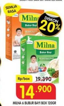 Promo Harga Milna Bubur Bayi 6+ All Variants 120 gr - Superindo