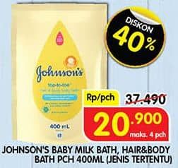 Promo Harga Johnsons Baby Milk Bath Milk + Rice 400 ml - Superindo