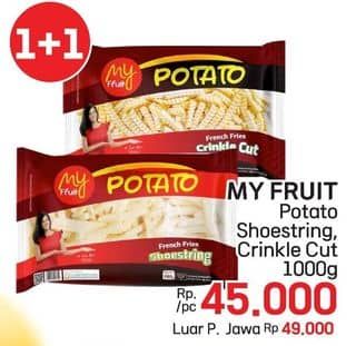 Promo Harga My Fruit Potato Crinkle Cut, Shoestring 1000 gr - LotteMart