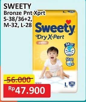 Promo Harga Sweety Bronze Pants Dry X-Pert S36+2, M32, L28 28 pcs - Alfamart