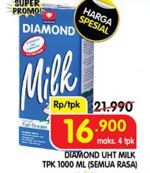 Promo Harga Diamond Milk UHT All Variants 1000 ml - Superindo