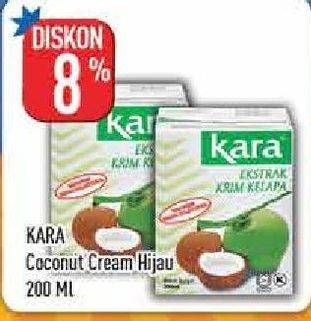 Promo Harga KARA Coconut Cream (Santan Kelapa) Hijau 200 ml - Hypermart