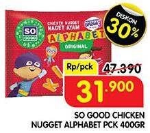 Promo Harga So Good Chicken Nugget Alphabet 400 gr - Superindo