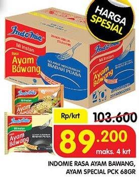 Promo Harga INDOMIE Mi Kuah Ayam Bawang, Ayam Spesial 68 gr - Superindo