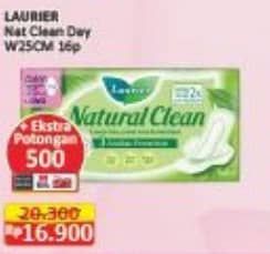 Promo Harga Laurier Natural Clean Wing 25cm 16 pcs - Alfamart