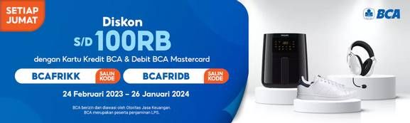 Promo Harga Diskon s/d 100rb dengan Kartu Kredit BCA & Debit BCA Mastercard  - Shopee
