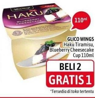 Promo Harga GLICO Haku Blueberry Cheesecake Cup, Tiramisu Cup 110 ml - Alfamidi