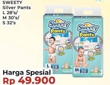 Promo Harga Sweety Silver Pants M30, L28, S32 28 pcs - Indomaret