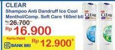 Promo Harga CLEAR Shampoo Ice Cool Mint, Complete Soft Care 160 ml - Indomaret